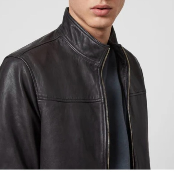 Men’s All Saints Astoria buttery soft lamb leather jacket size medium - Picture 4 of 16